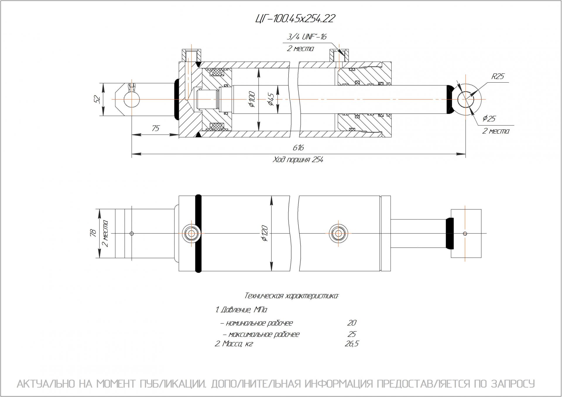 ЦГ-100.45х254.22 Гидроцилиндр