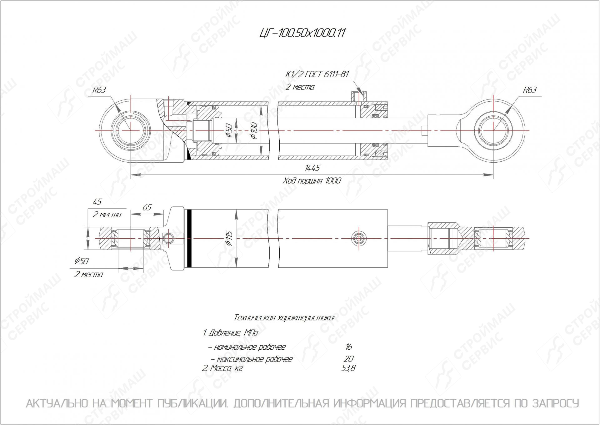 ЦГ-100.50х1000.11 Гидроцилиндр