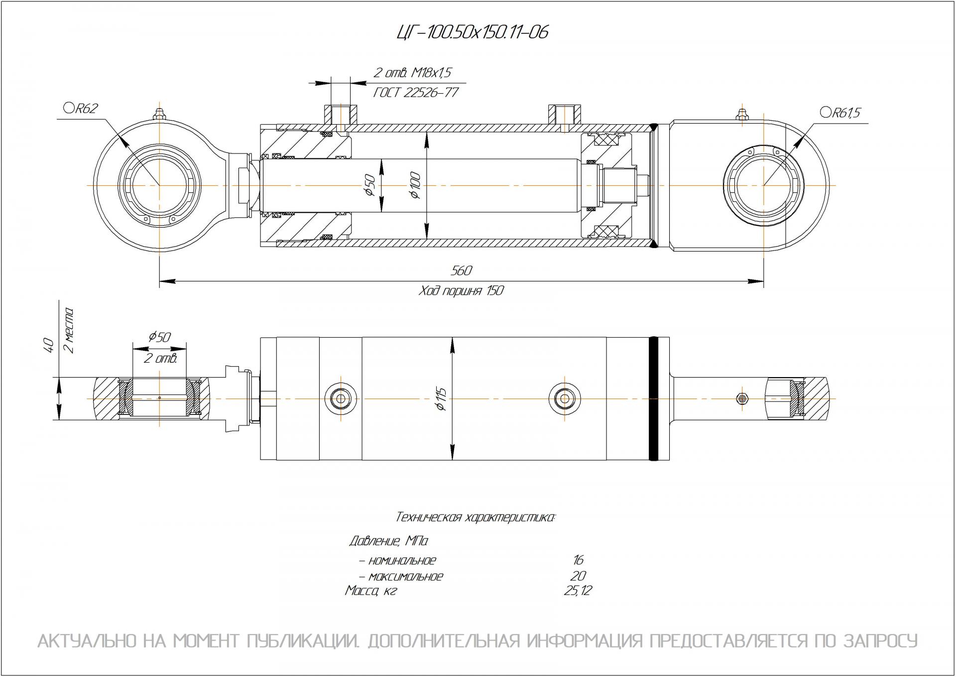 ЦГ-100.50х150.11-06 Гидроцилиндр