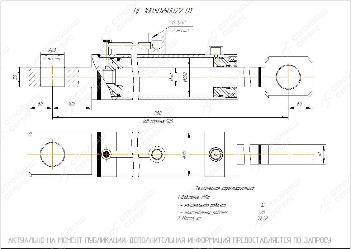 ЦГ-100.50х500.22-01 Гидроцилиндр