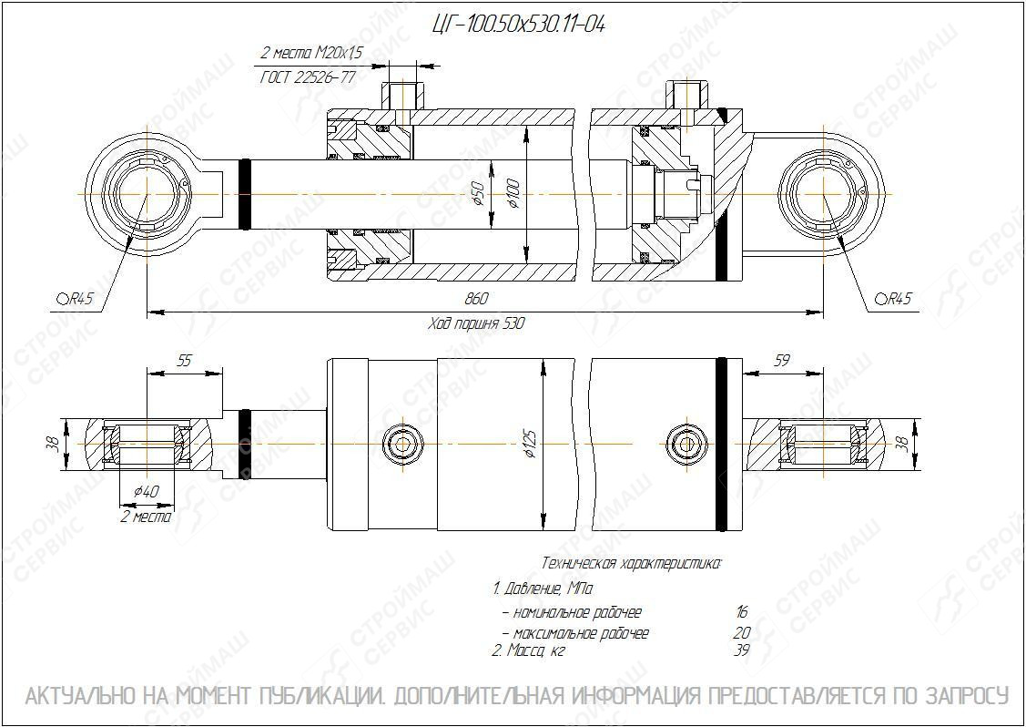 ЦГ-100.50х530.11-04 Гидроцилиндр