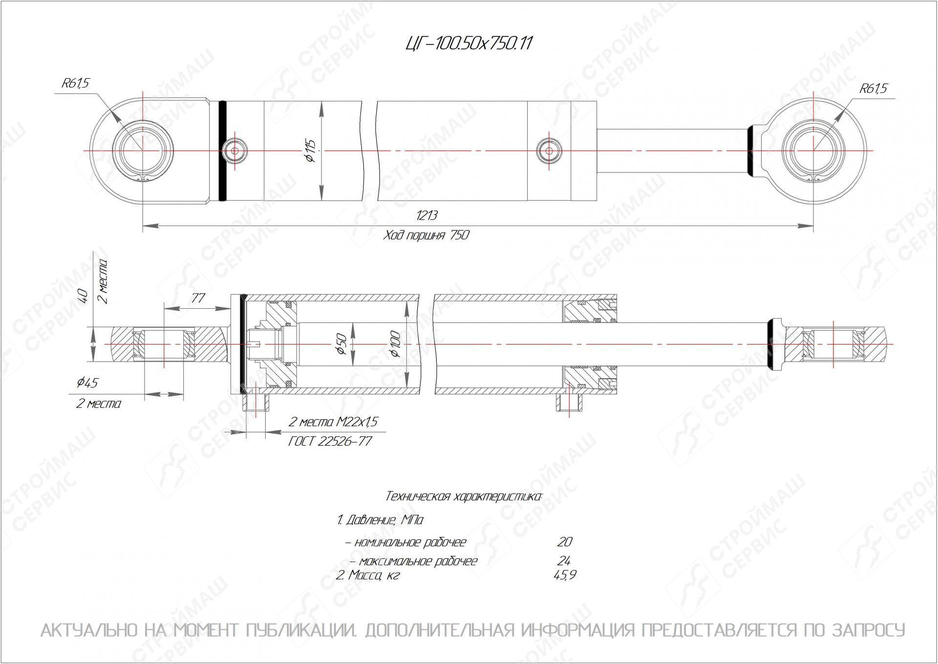 ЦГ-100.50х750.11 Гидроцилиндр