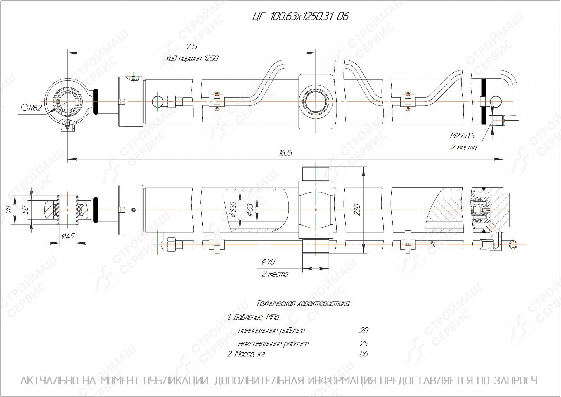 ЦГ-100.63х1250.31-06 Гидроцилиндр