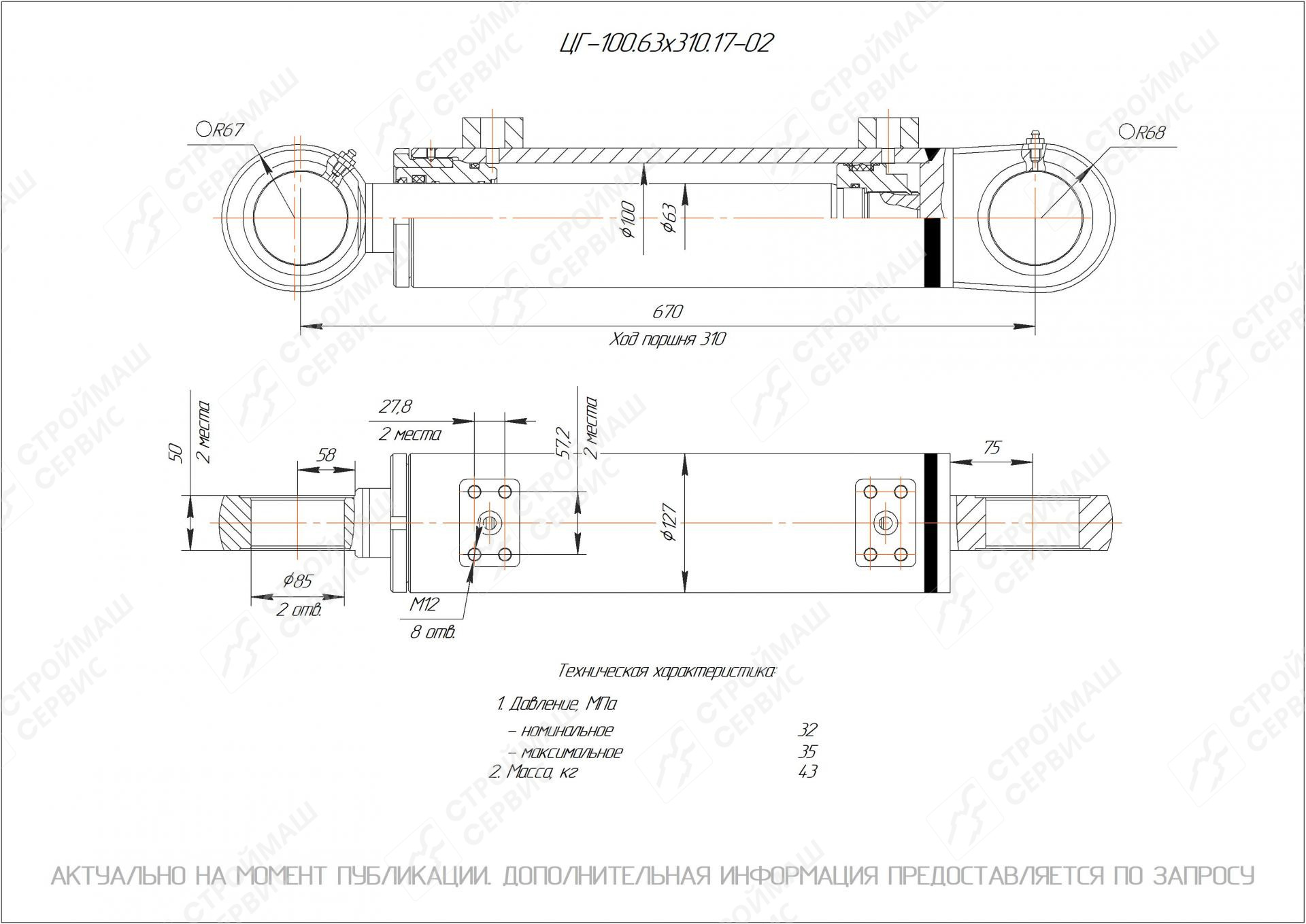 ЦГ-100.63х310.17-02 Гидроцилиндр