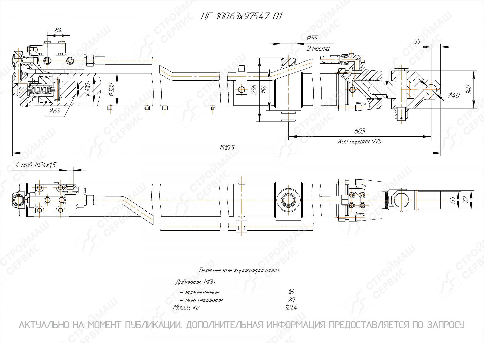 ЦГ-100.63х975.47-01 Гидроцилиндр