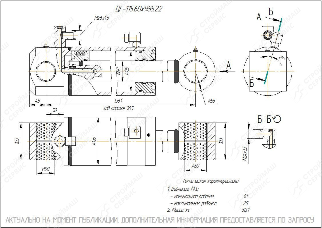 ЦГ-115.60х985.22 Гидроцилиндр