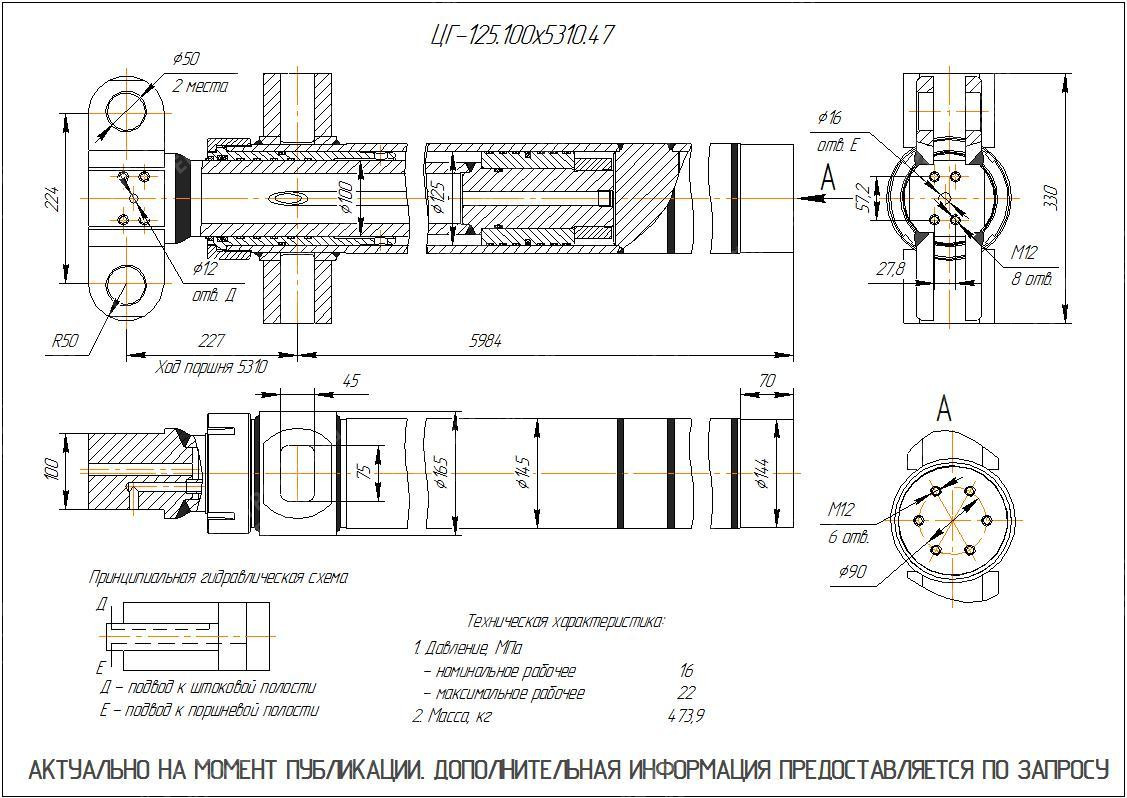 ЦГ-125.100х5310.47 Гидроцилиндр