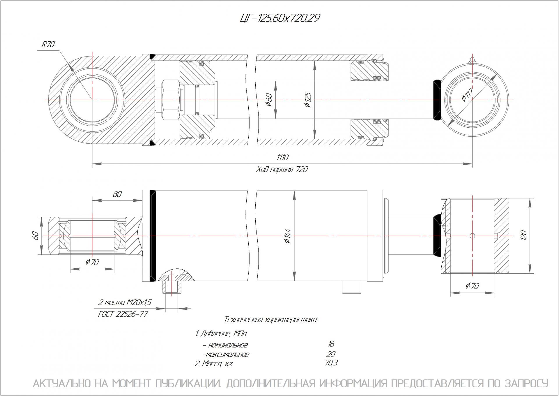 ЦГ-125.60х720.29 Гидроцилиндр