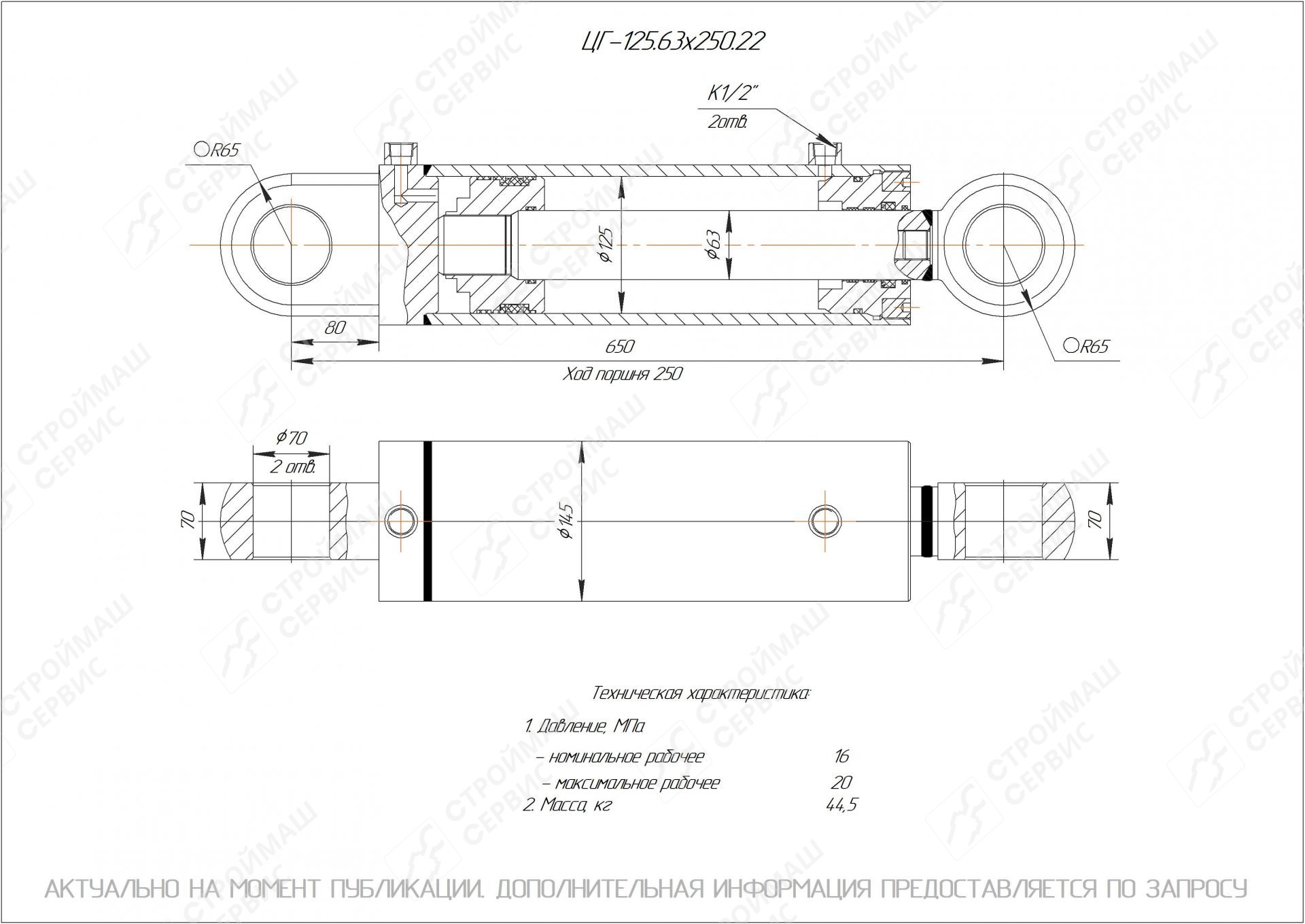 ЦГ-125.63х250.22 Гидроцилиндр