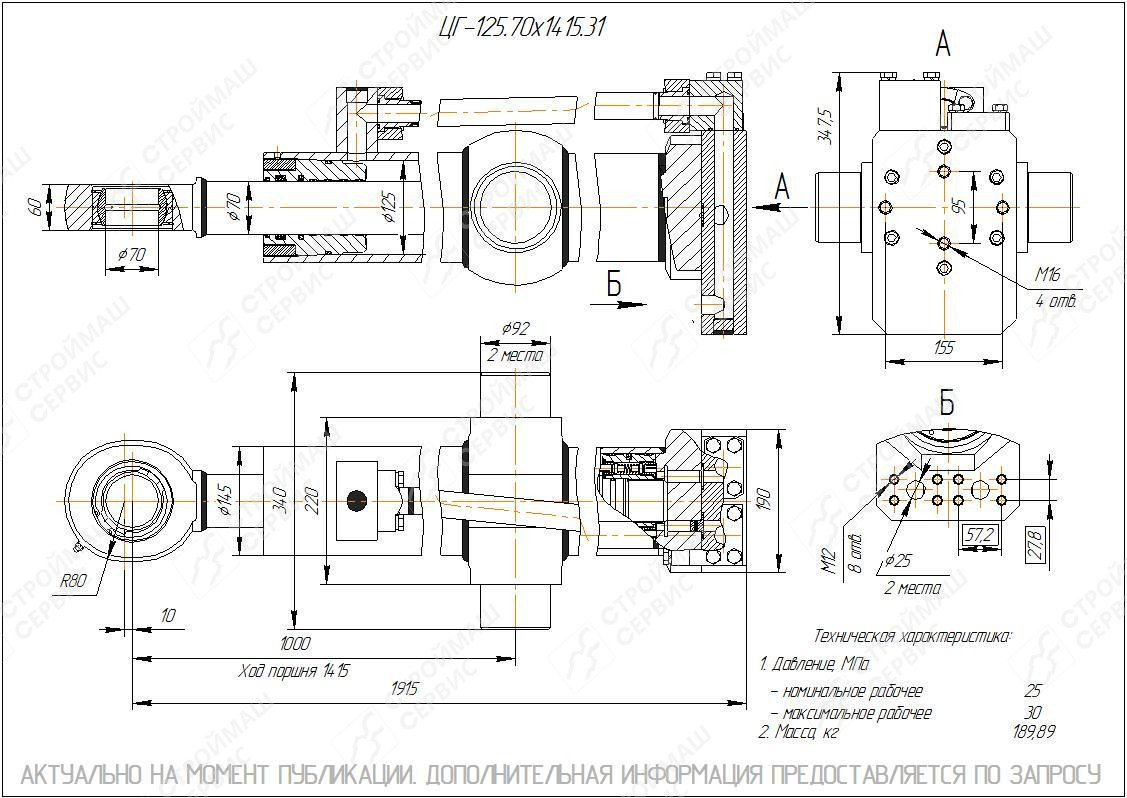 ЦГ-125.70х1415.31 Гидроцилиндр