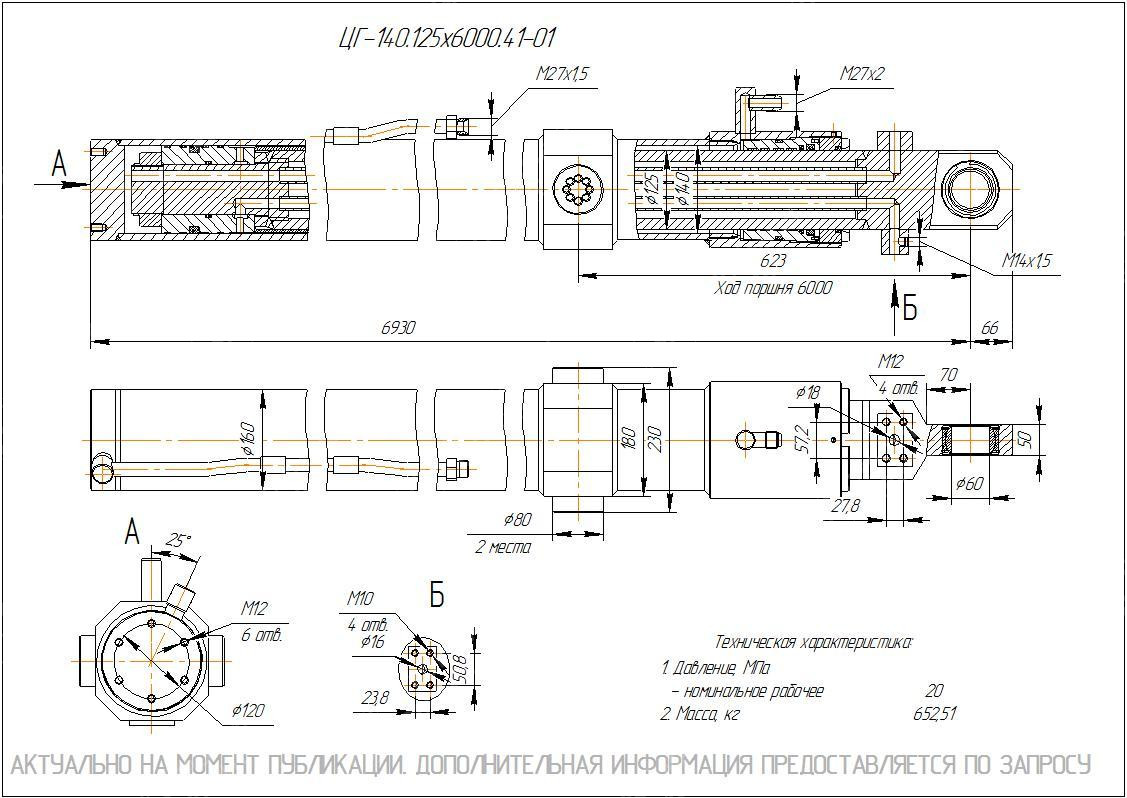 ЦГ-140.125х6000.41-01 Гидроцилиндр