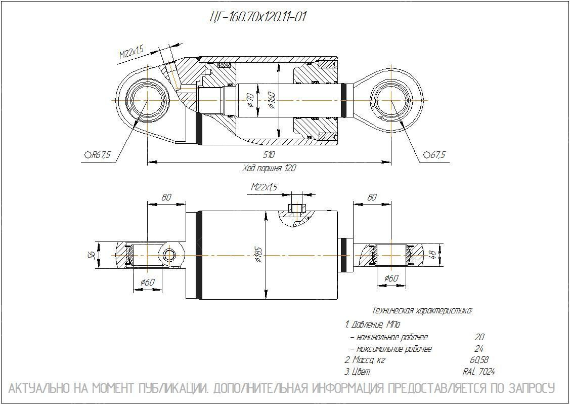 ЦГ-160.70х120.11-01 Гидроцилиндр