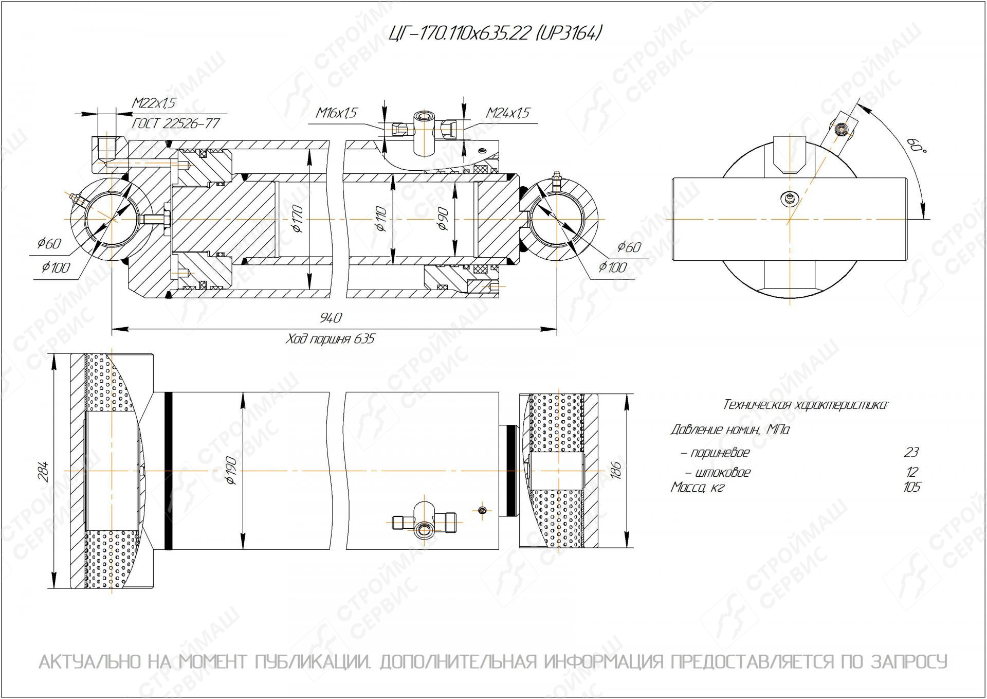 ЦГ-170.110х635.22 Гидроцилиндр