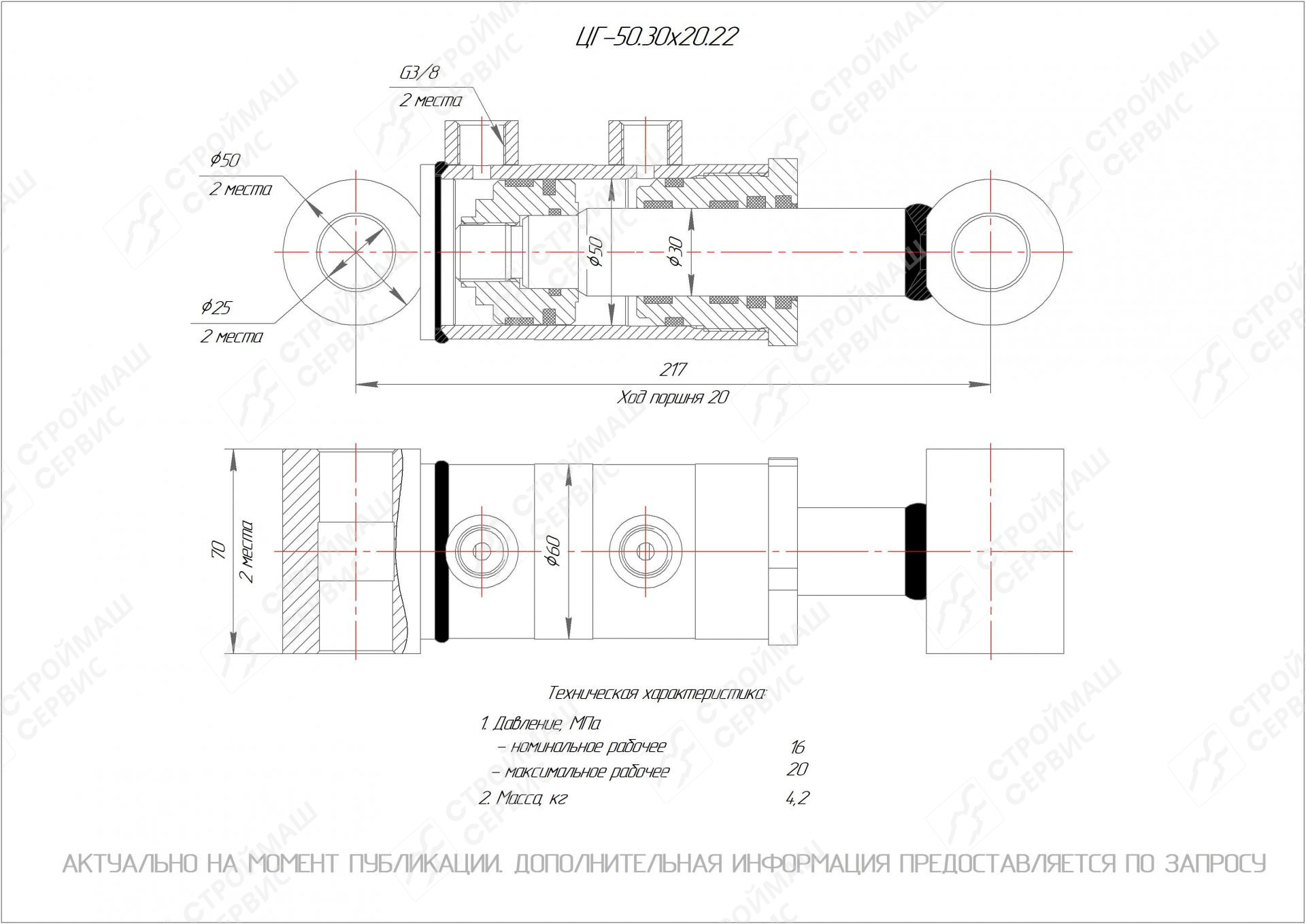 ЦГ-50.30х20.22 Гидроцилиндр