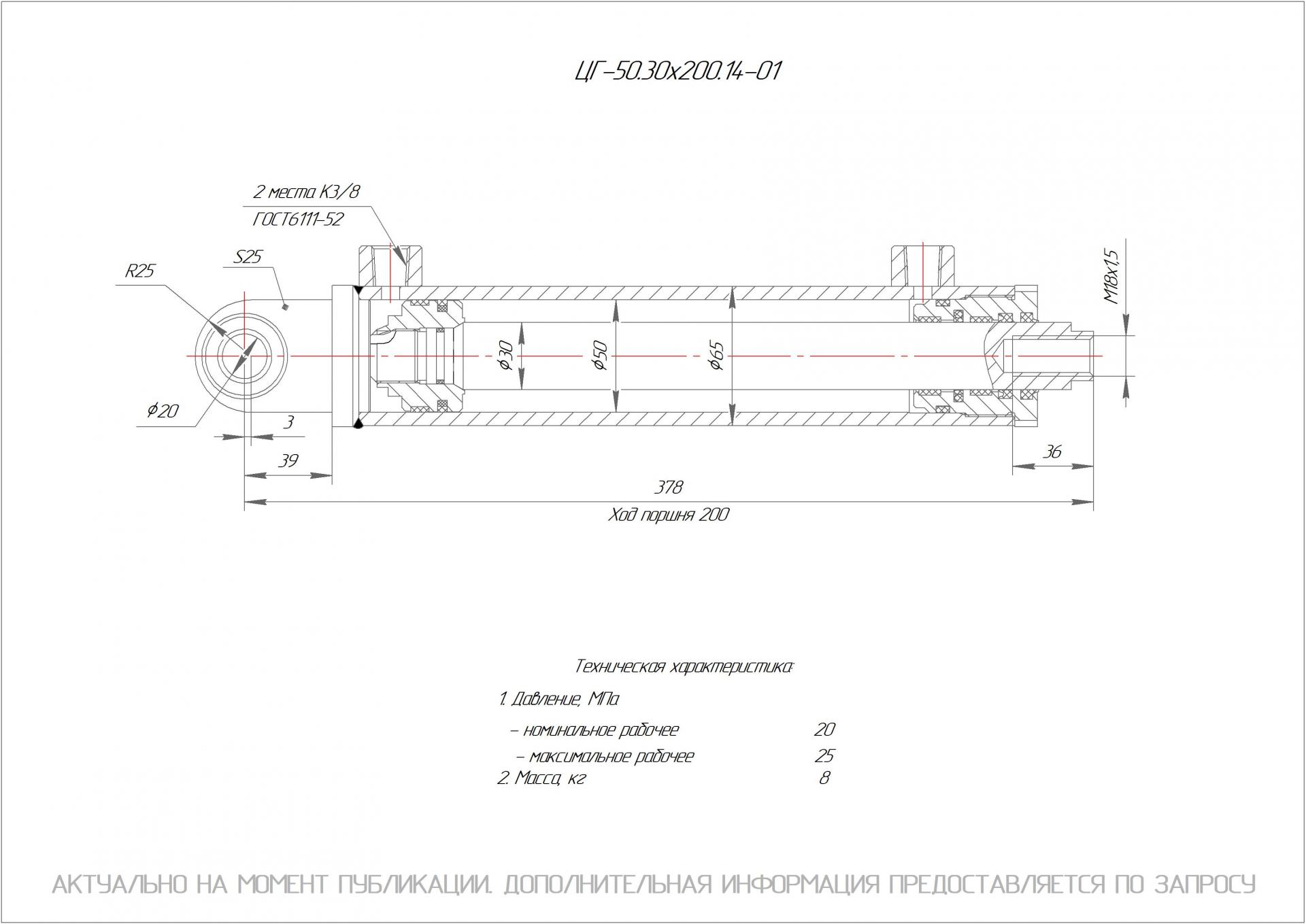 ЦГ-50.30х200.14-01 Гидроцилиндр