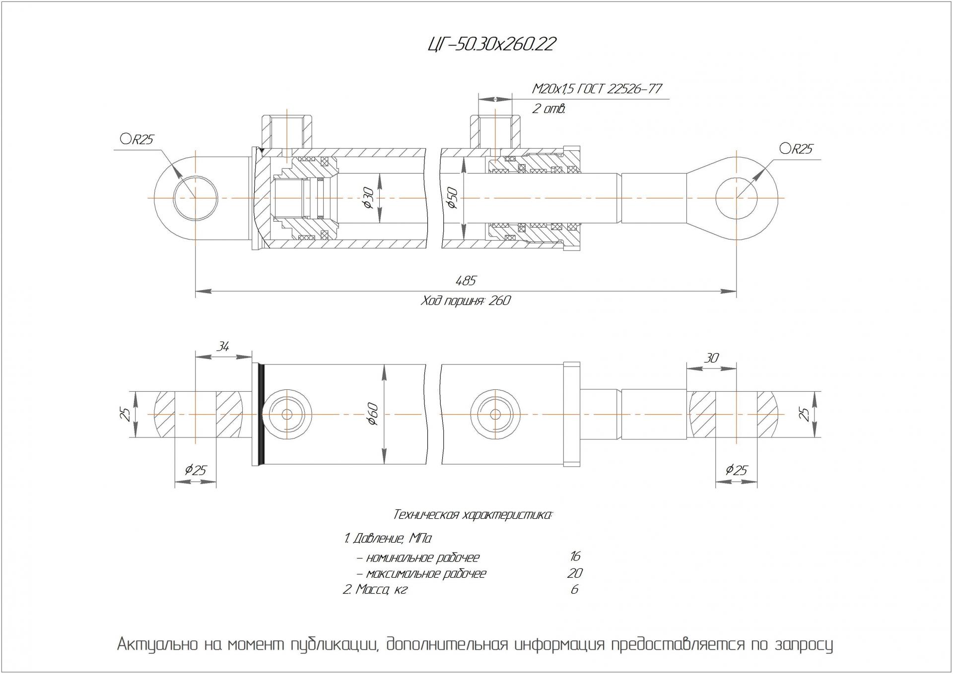 ЦГ-50.30х260.22 Гидроцилиндр