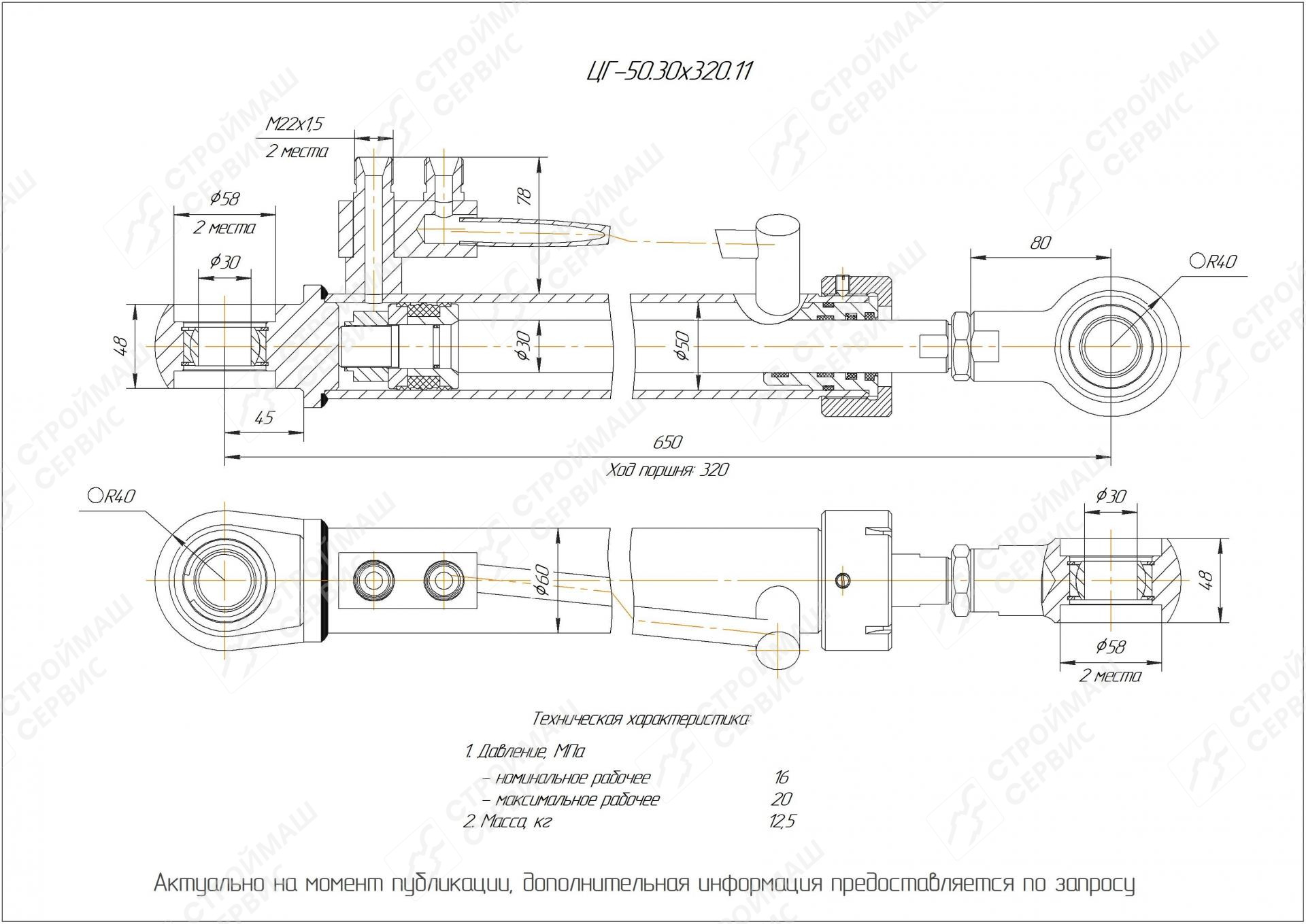 ЦГ-50.30х320.11 Гидроцилиндр