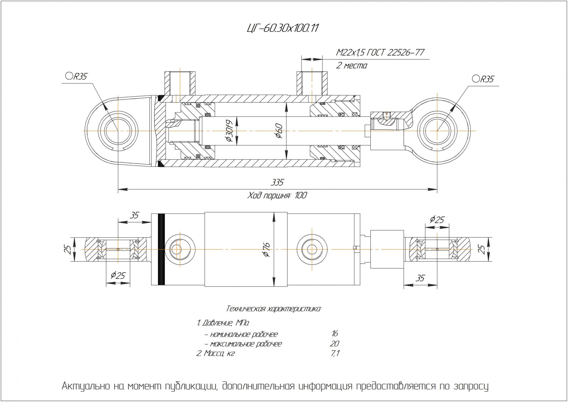 ЦГ-60.30х100.11 Гидроцилиндр