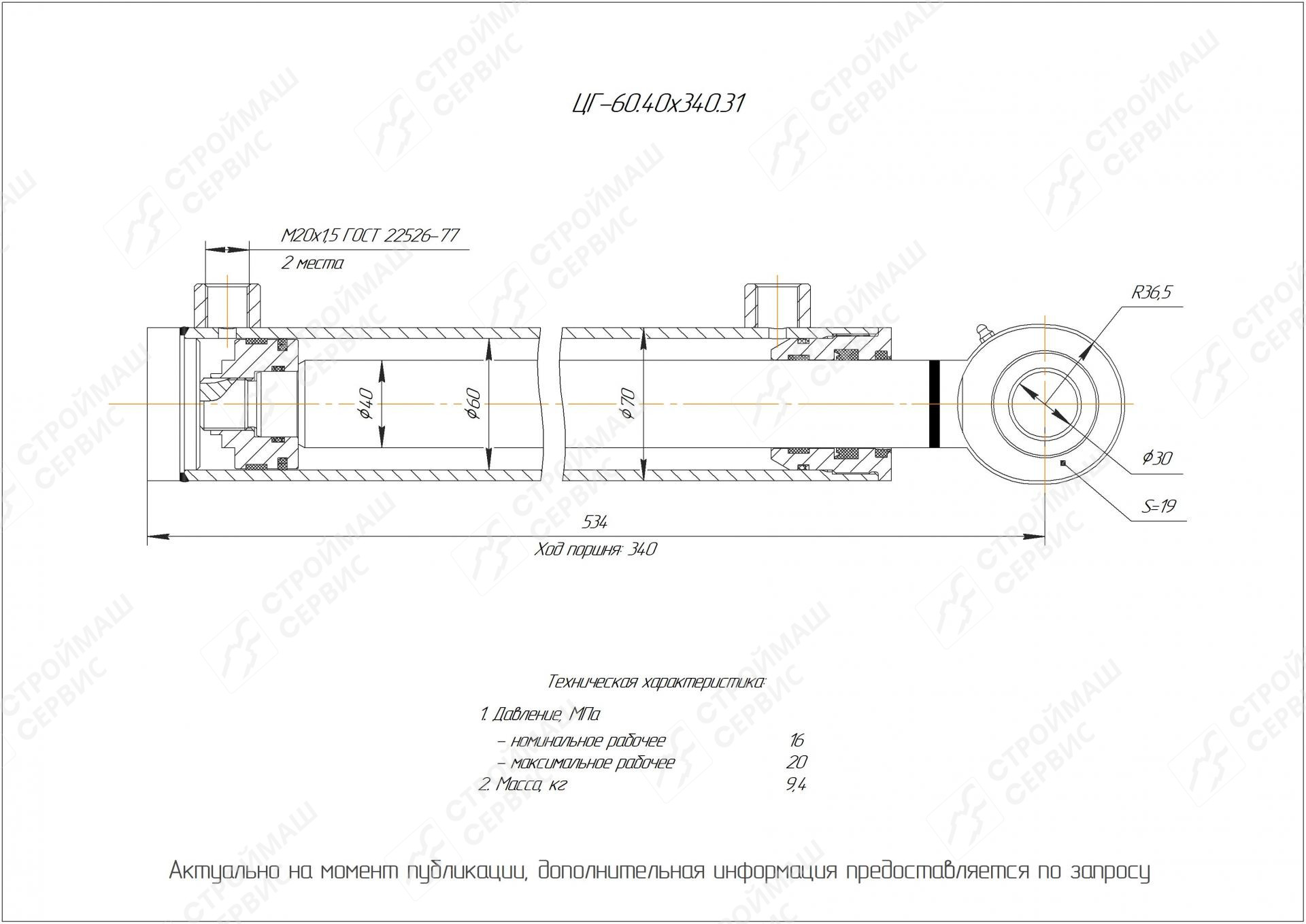 ЦГ-60.40х340.31 Гидроцилиндр