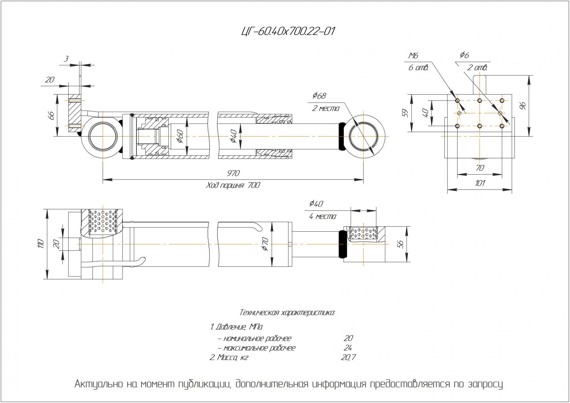 ЦГ-60.40х700.22-01 Гидроцилиндр