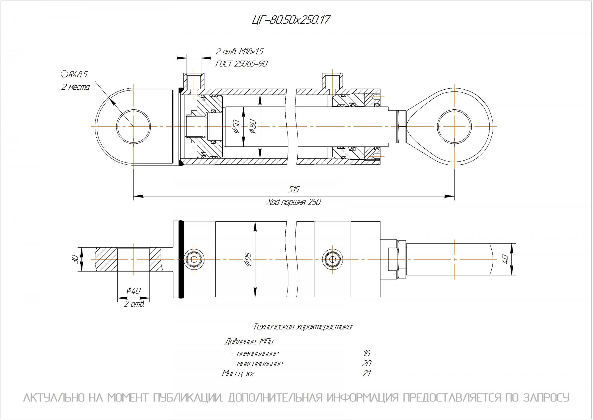 ЦГ-80.50х250.17 Гидроцилиндр