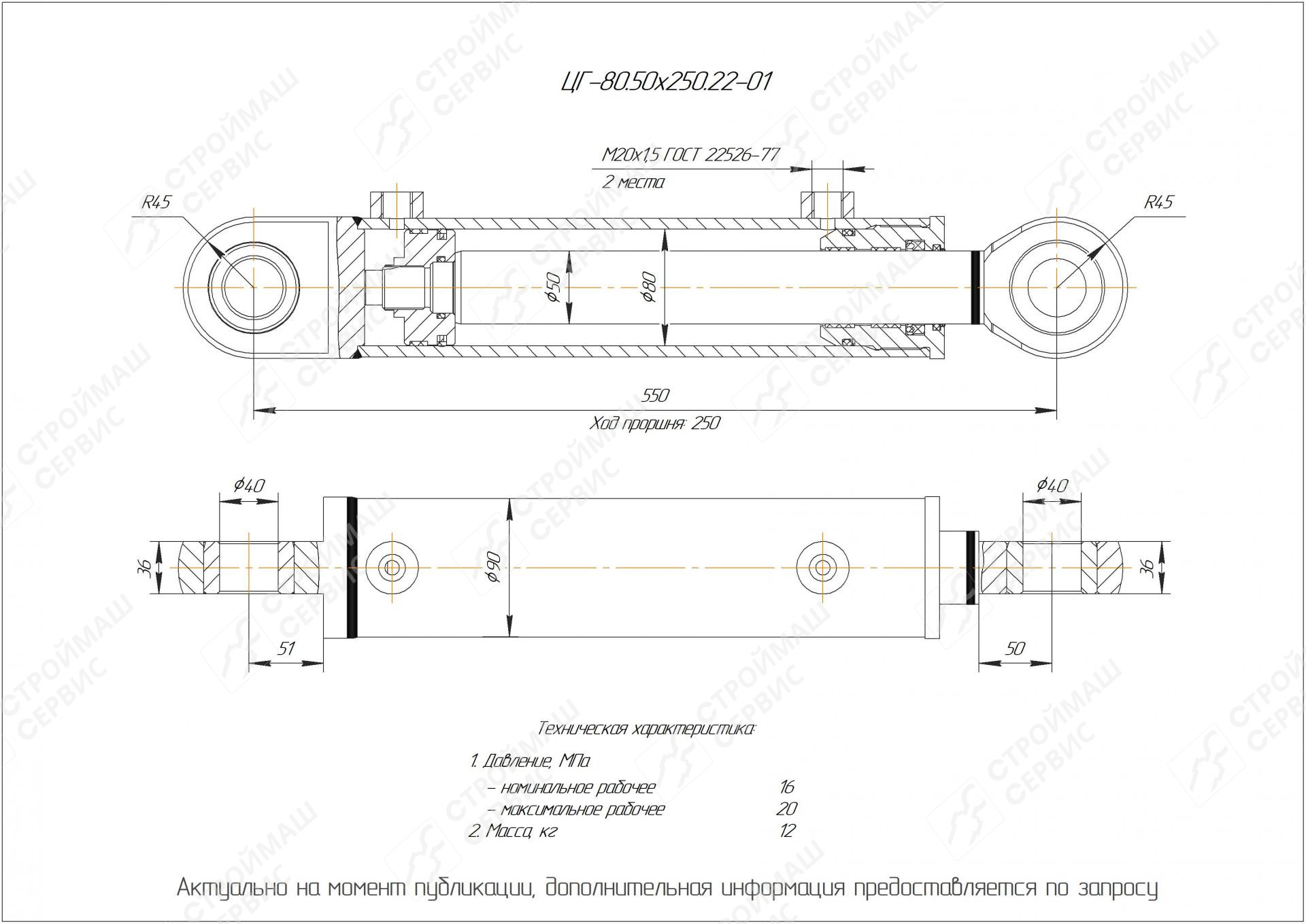 ЦГ-80.50х250.22-01 Гидроцилиндр