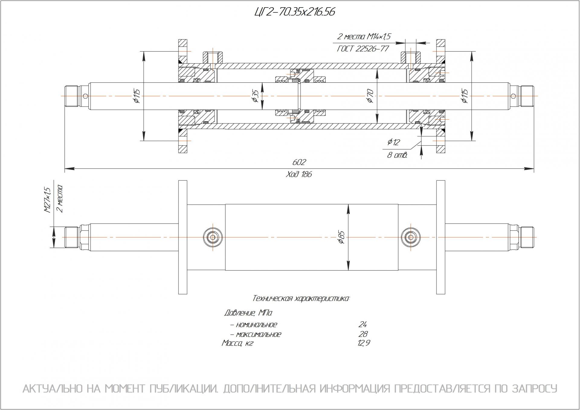 ЦГ2-70.35х216.56 Гидроцилиндр